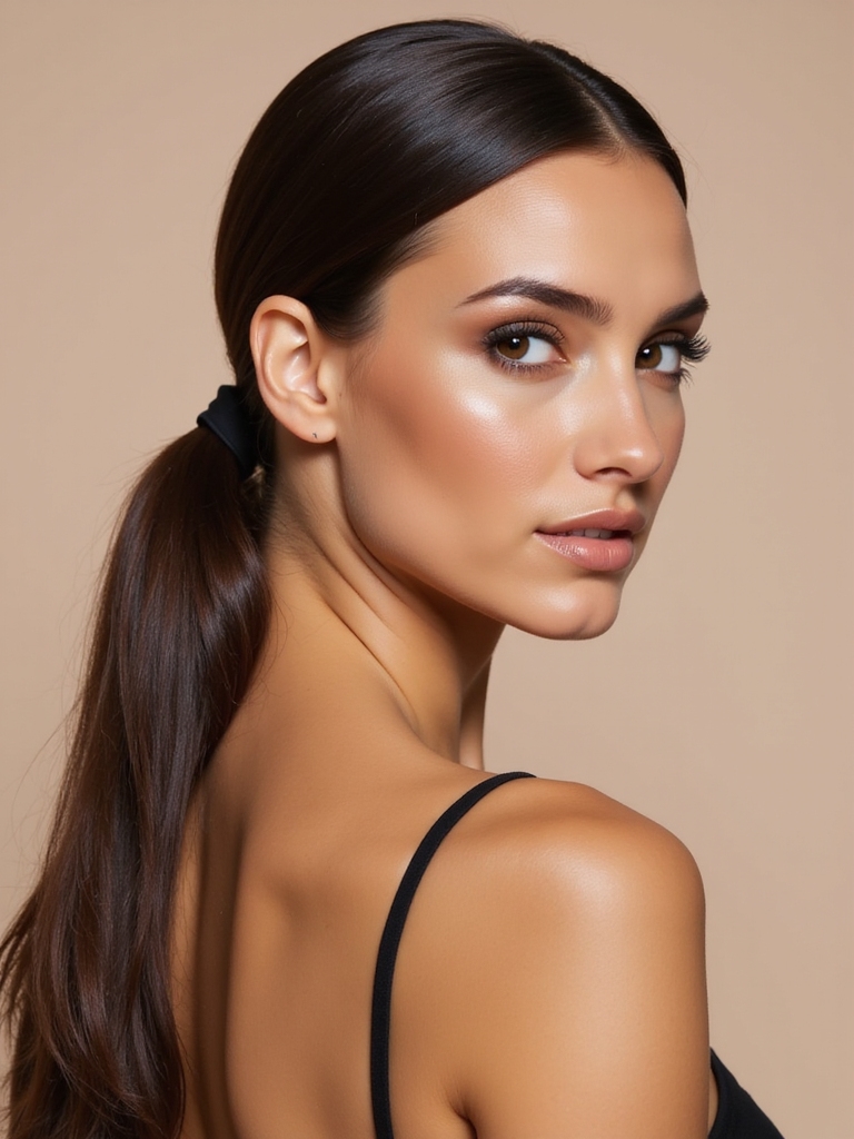 sleek low ponytail style
