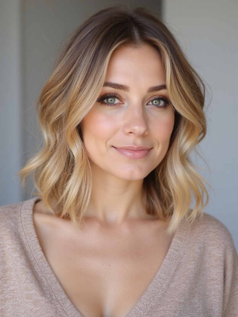 textured lob beachy waves