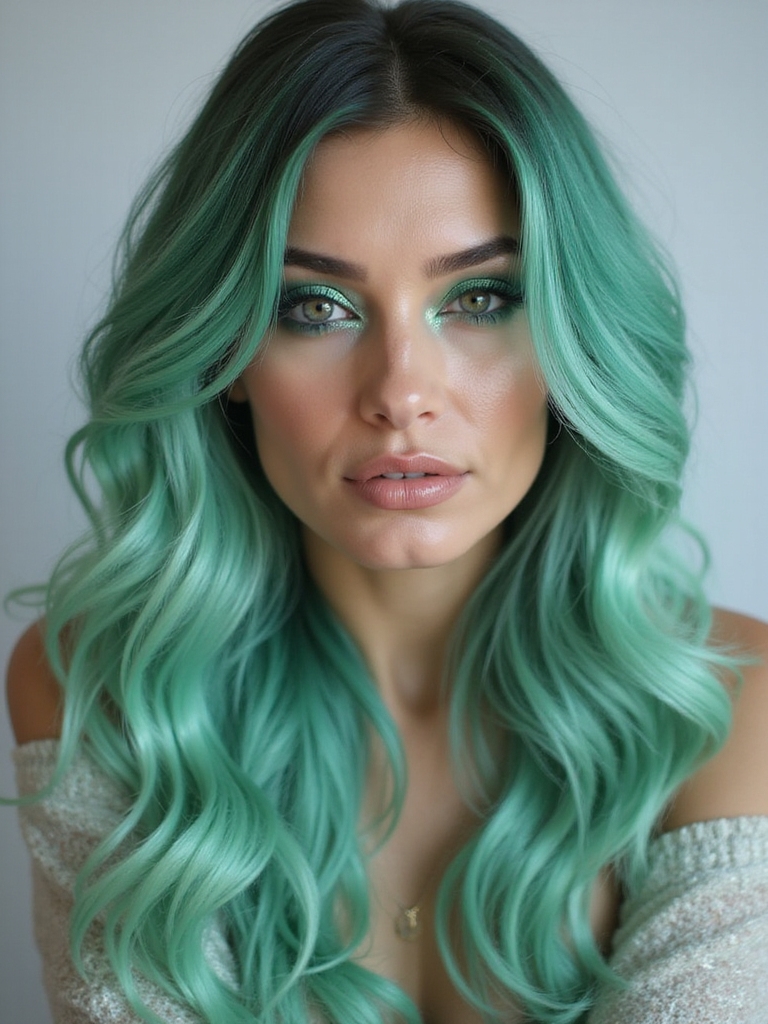 tranquil pastel green waves