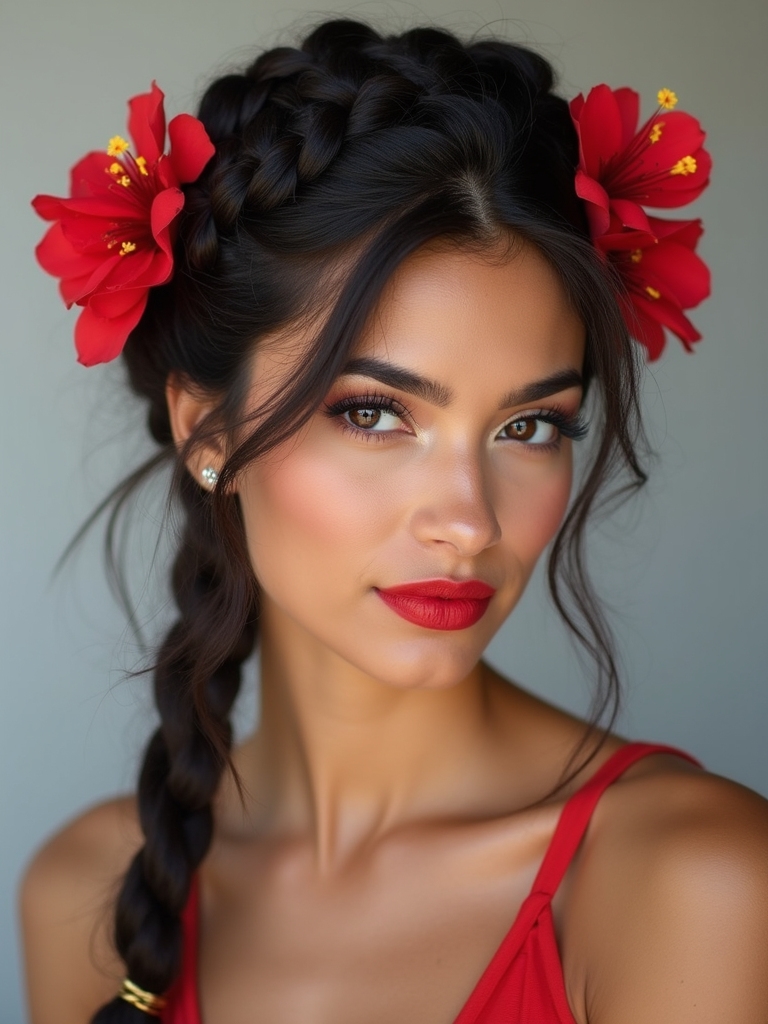 vibrant braids with flowers