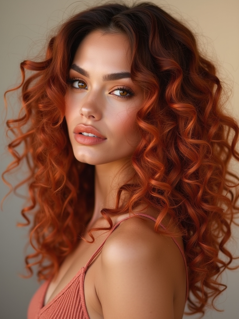 vibrant copper curly hair