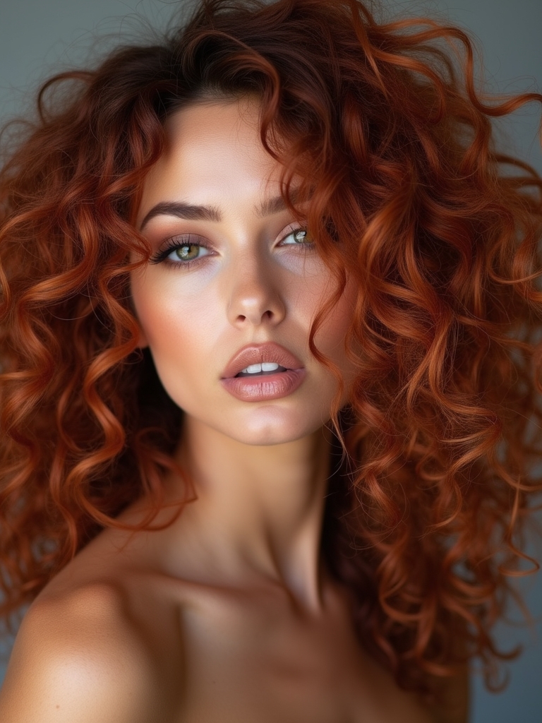vibrant copper curly transformation