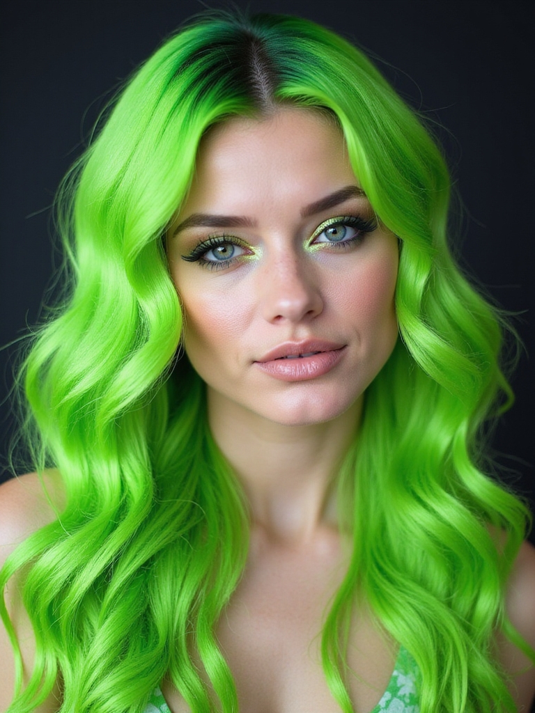 vibrant green apple hair