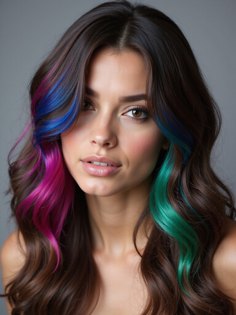 vibrant rainbow hair transformation