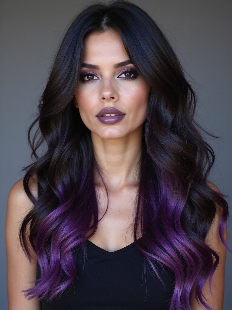 whimsical purple hair highlights
