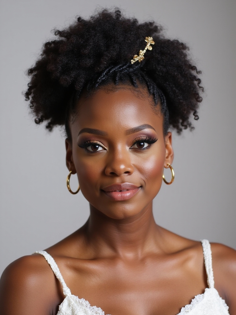 afro textured bridal puff elegance