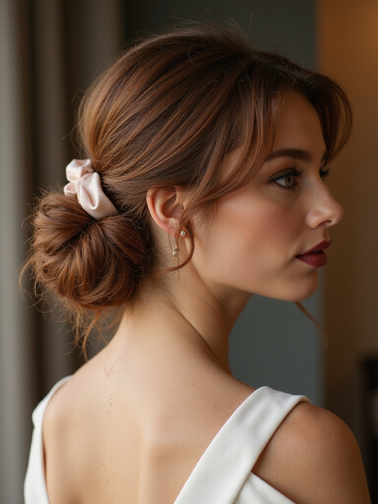 airy romantic low bun ribbon