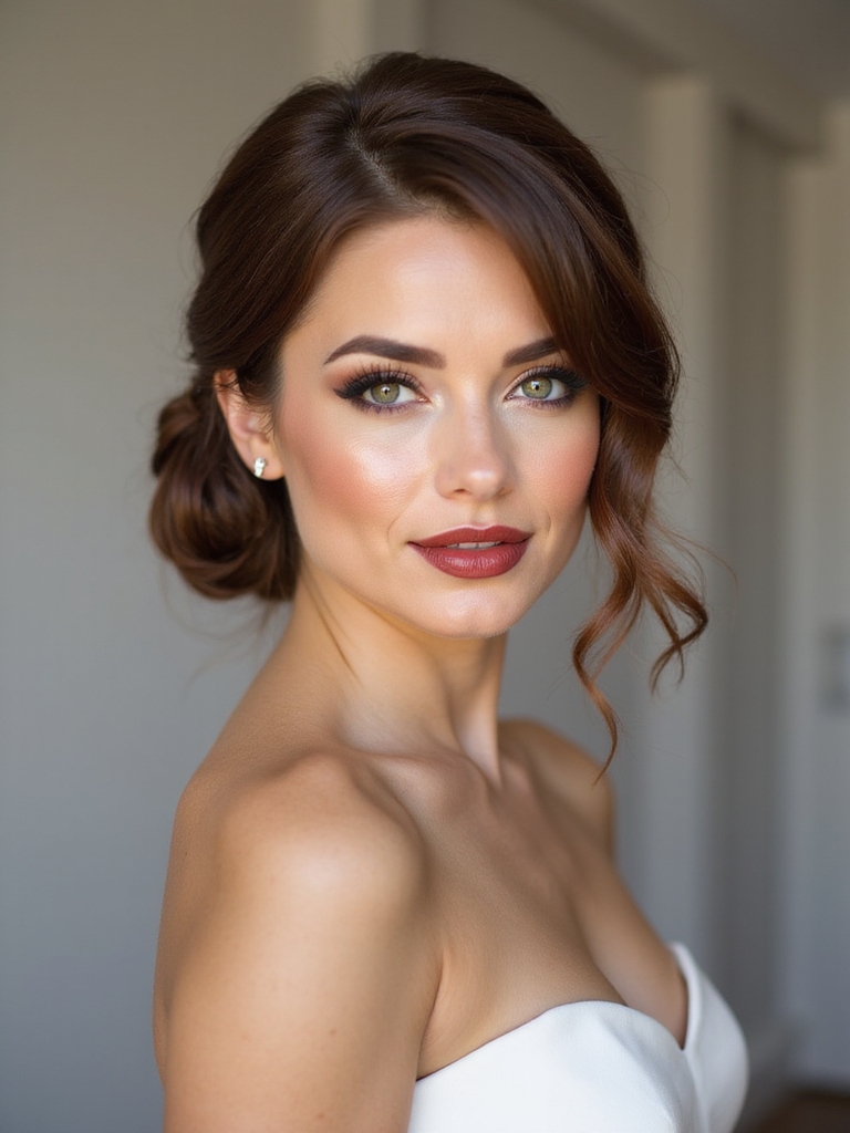 asymmetrical romantic low bun