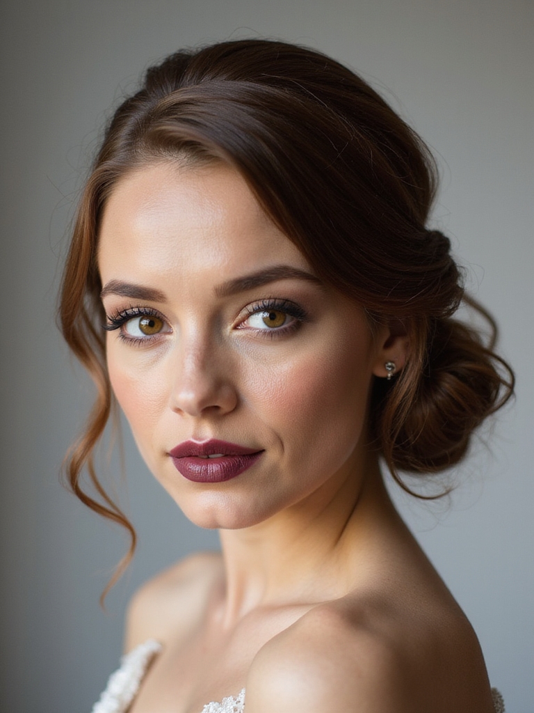 asymmetrical side twisted chignon styling