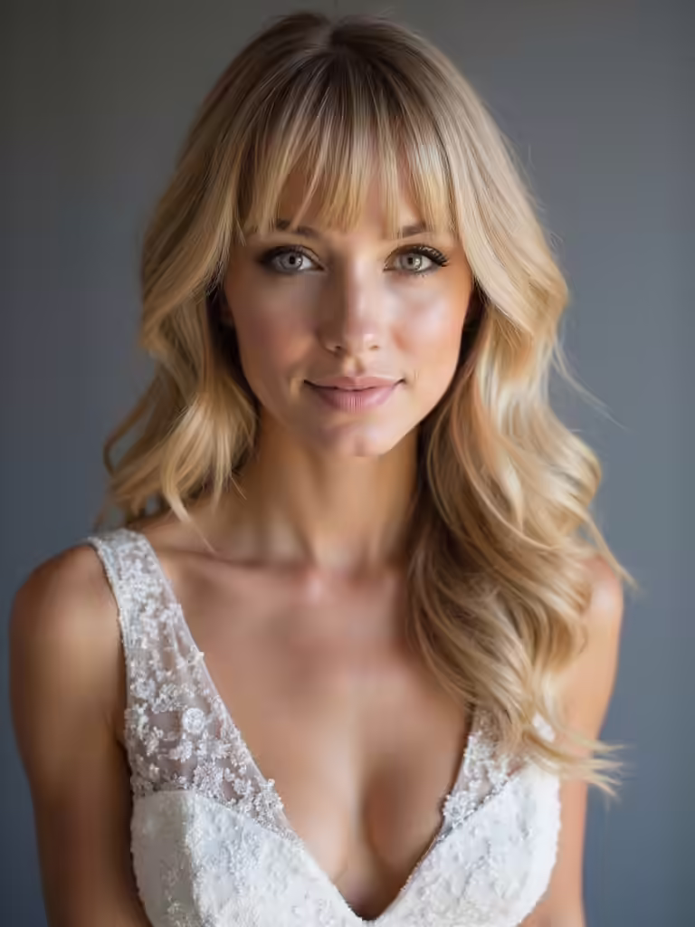 bangs framed bridesmaid hairstyle ideas