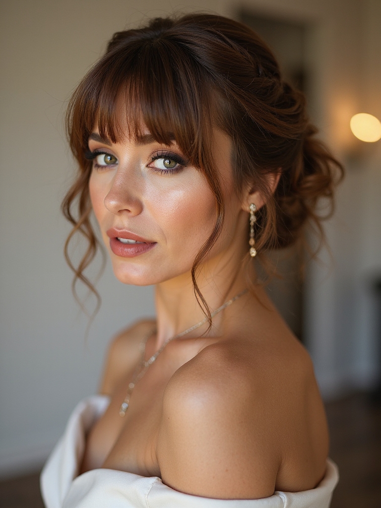 bangs framed flattering wedding hairstyles