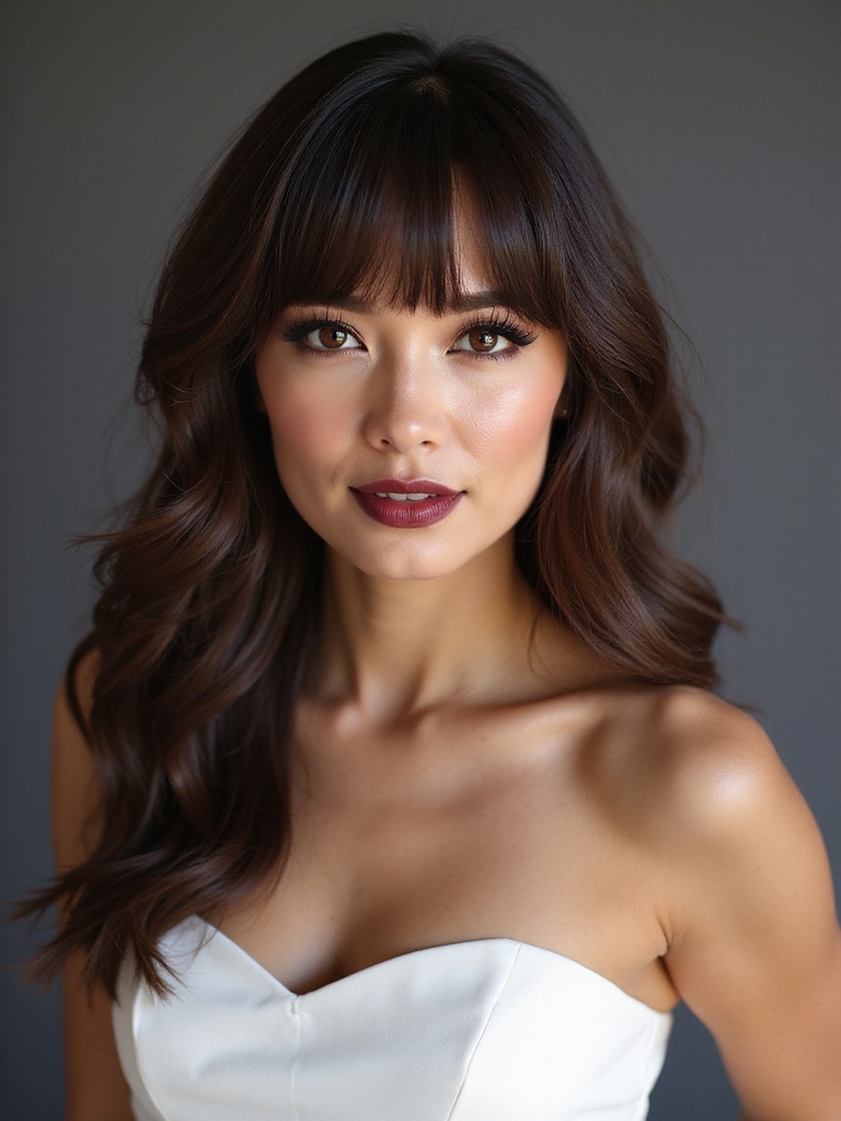 bangs framing bridal hairstyles