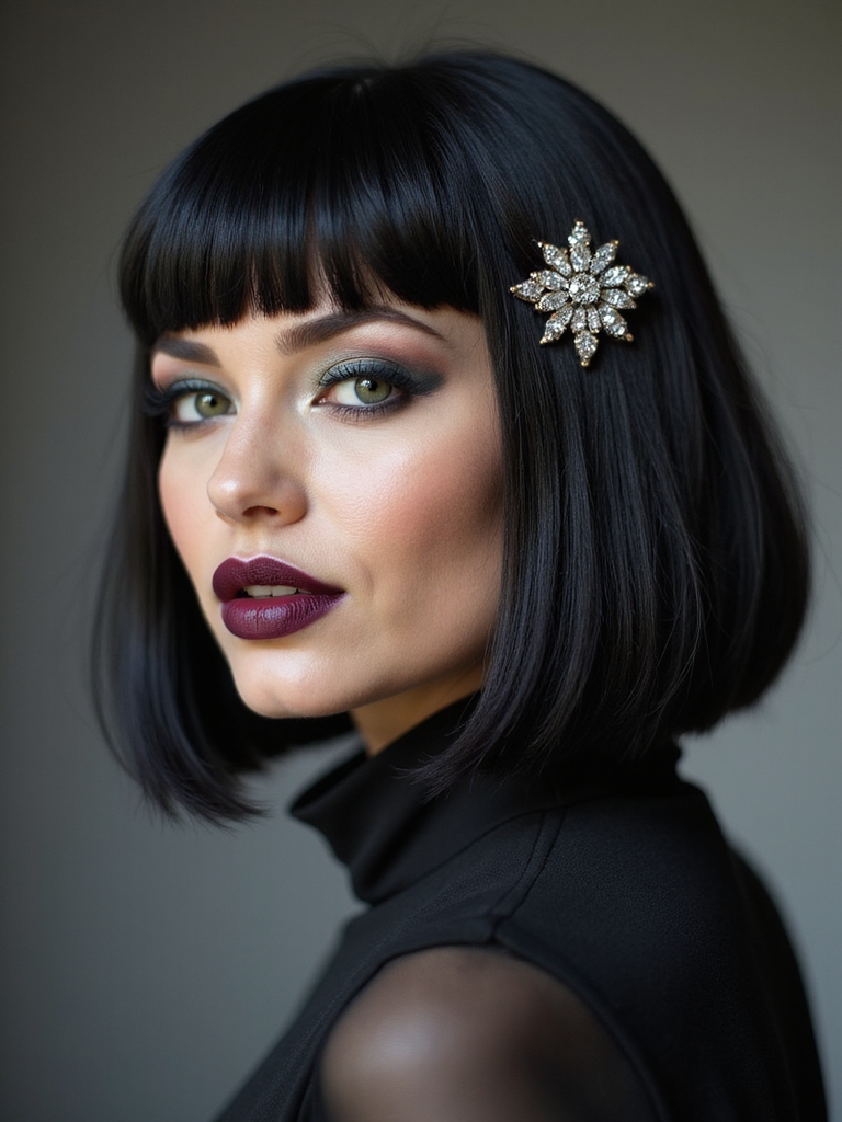 blunt bob with centered piece