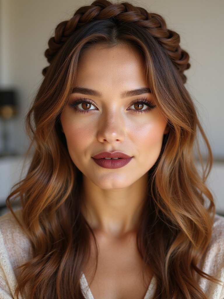 bohemian braided crown hairstyle