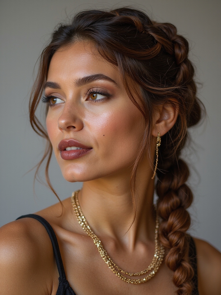 bohemian braided crown with chains