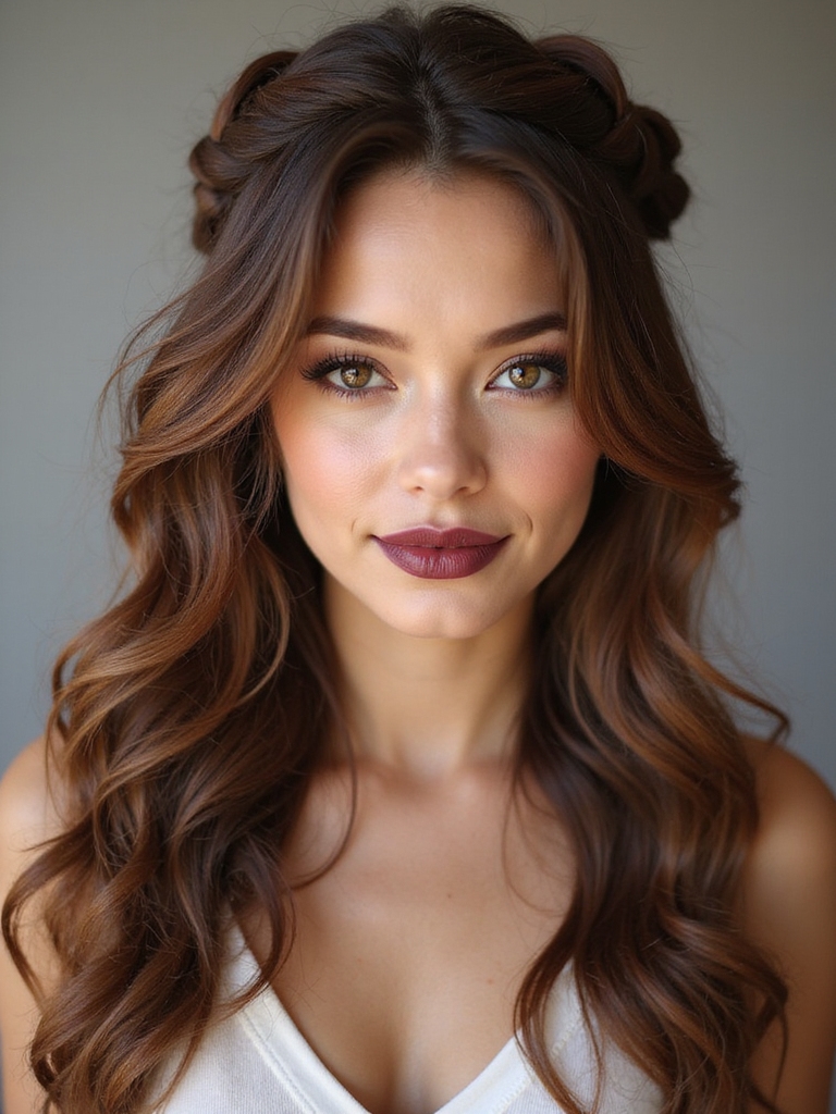 bohemian textured half up romance