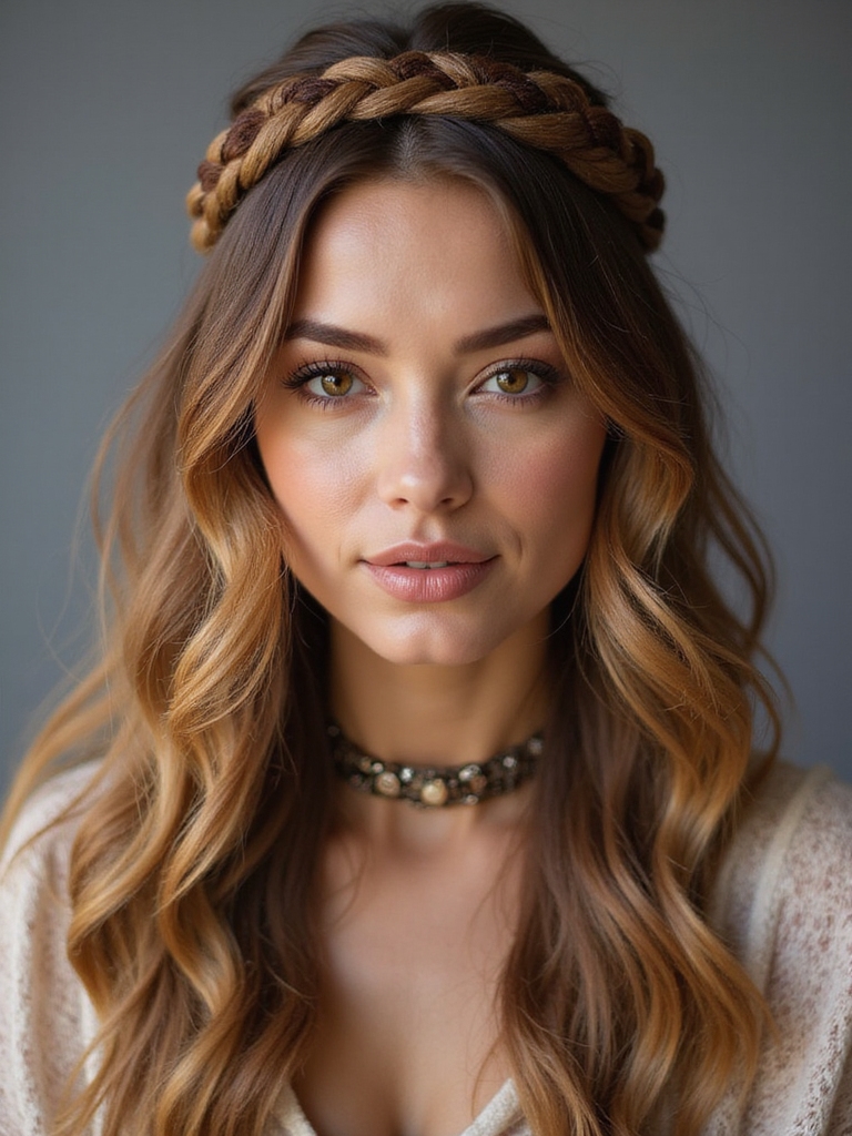 boho braided crown hairstyle