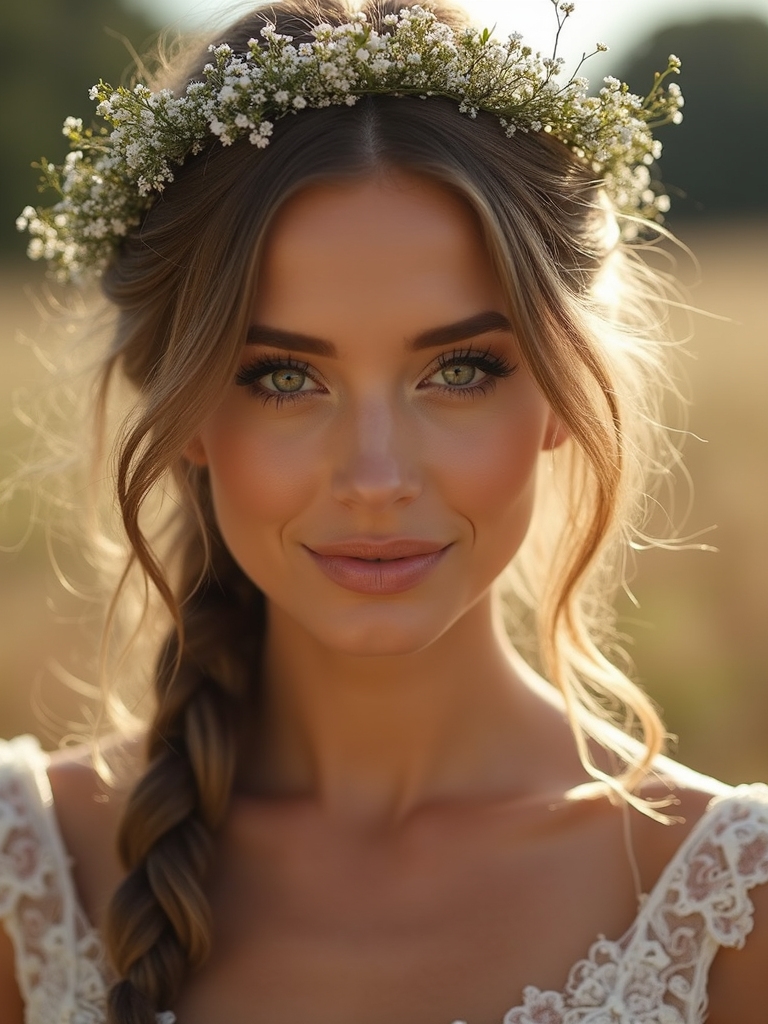boho braided crown waves