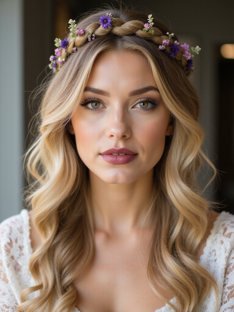 boho braided floral crown