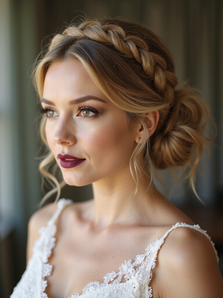 boho braided halo bun