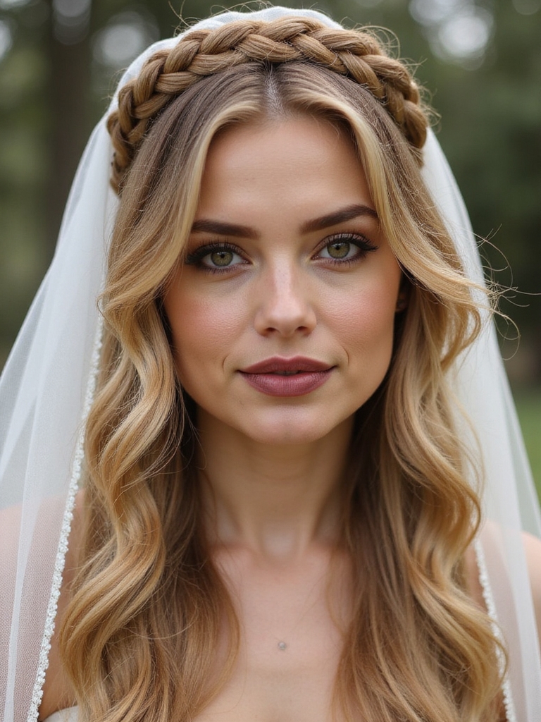 boho crown with veil