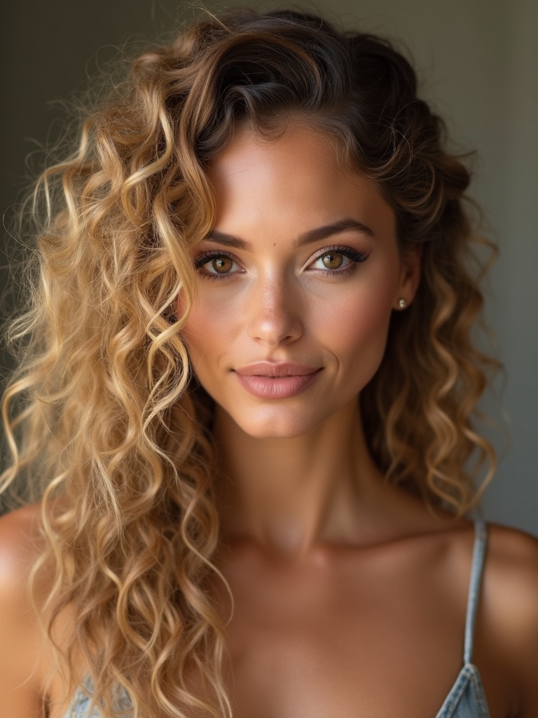 boho half up with ringlets