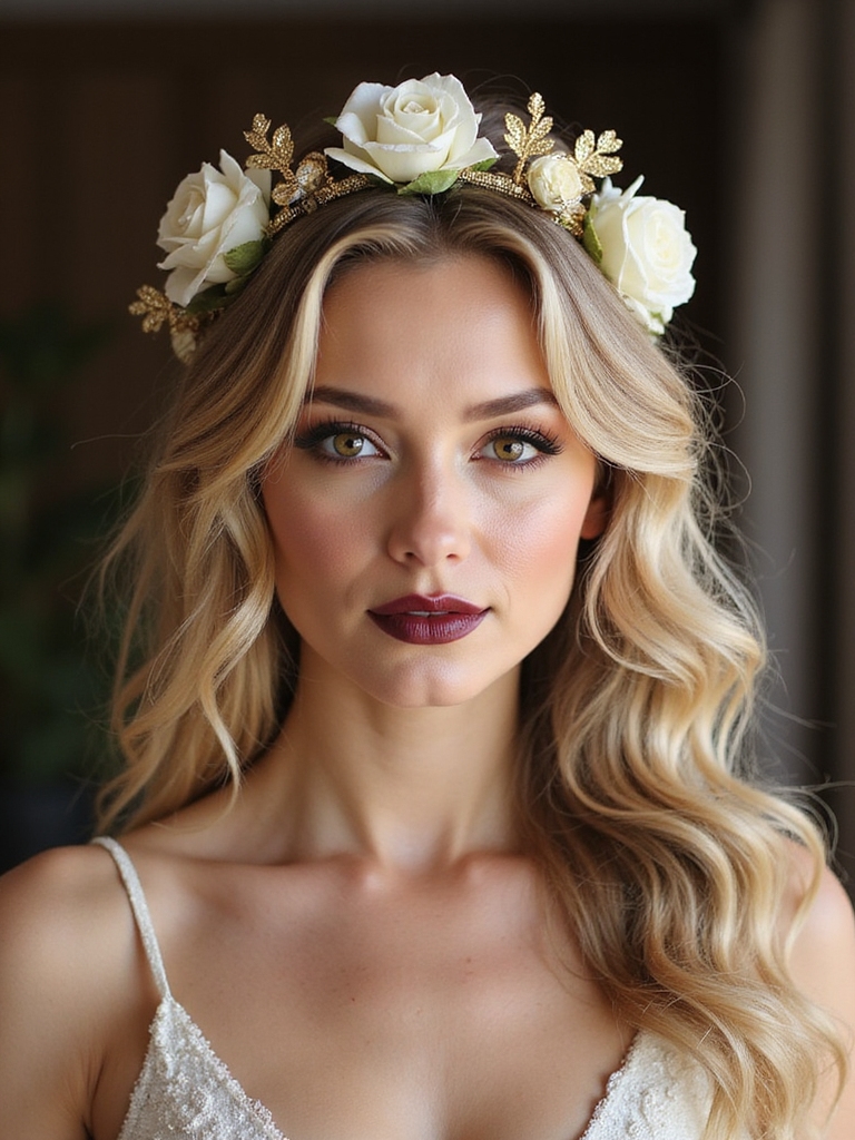 boho waves with tiara