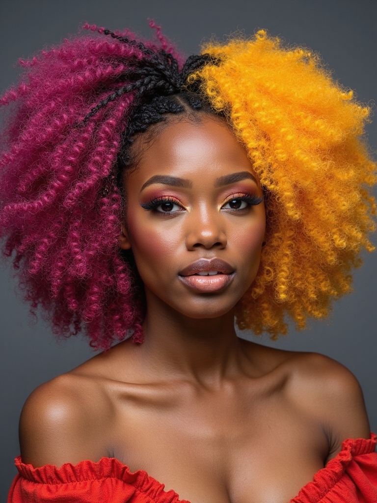 bold colorful bridal hair