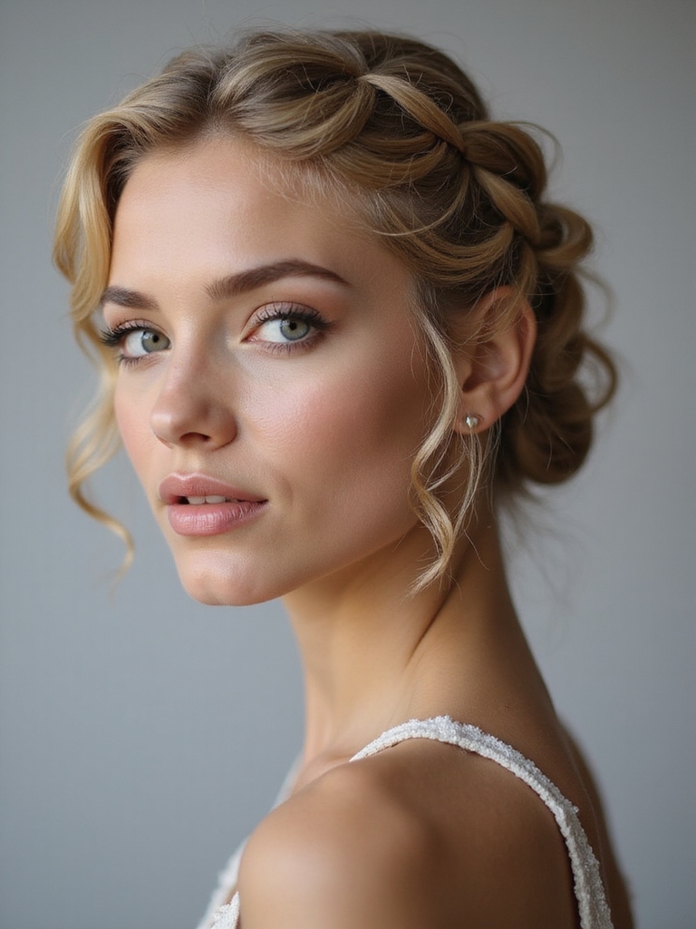 braided bridal crown and braids