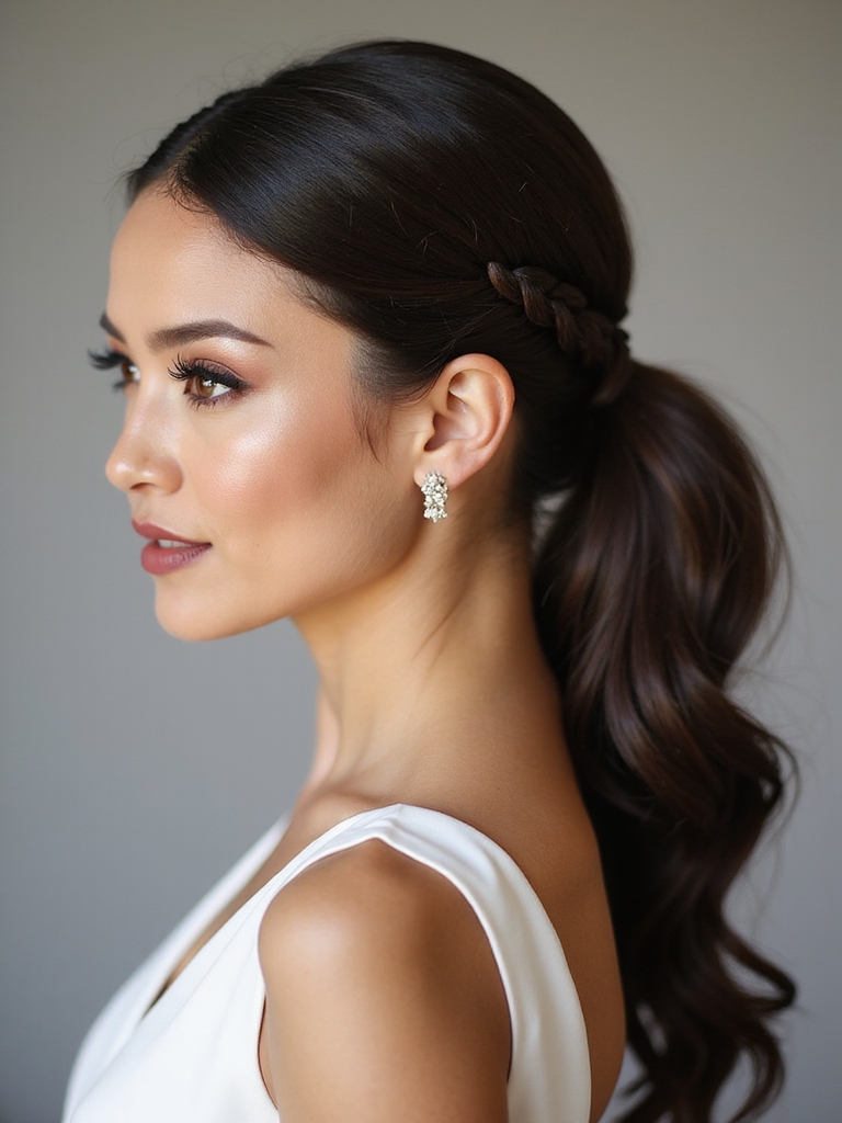 braided crown into ponytail