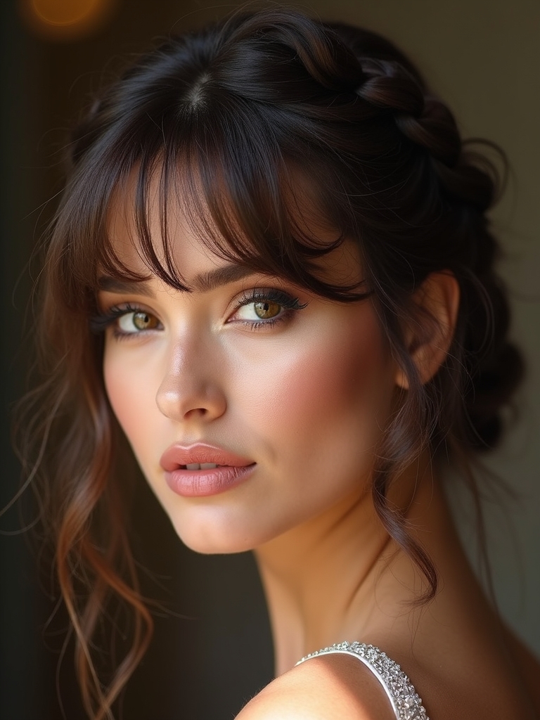braided crown with bangs