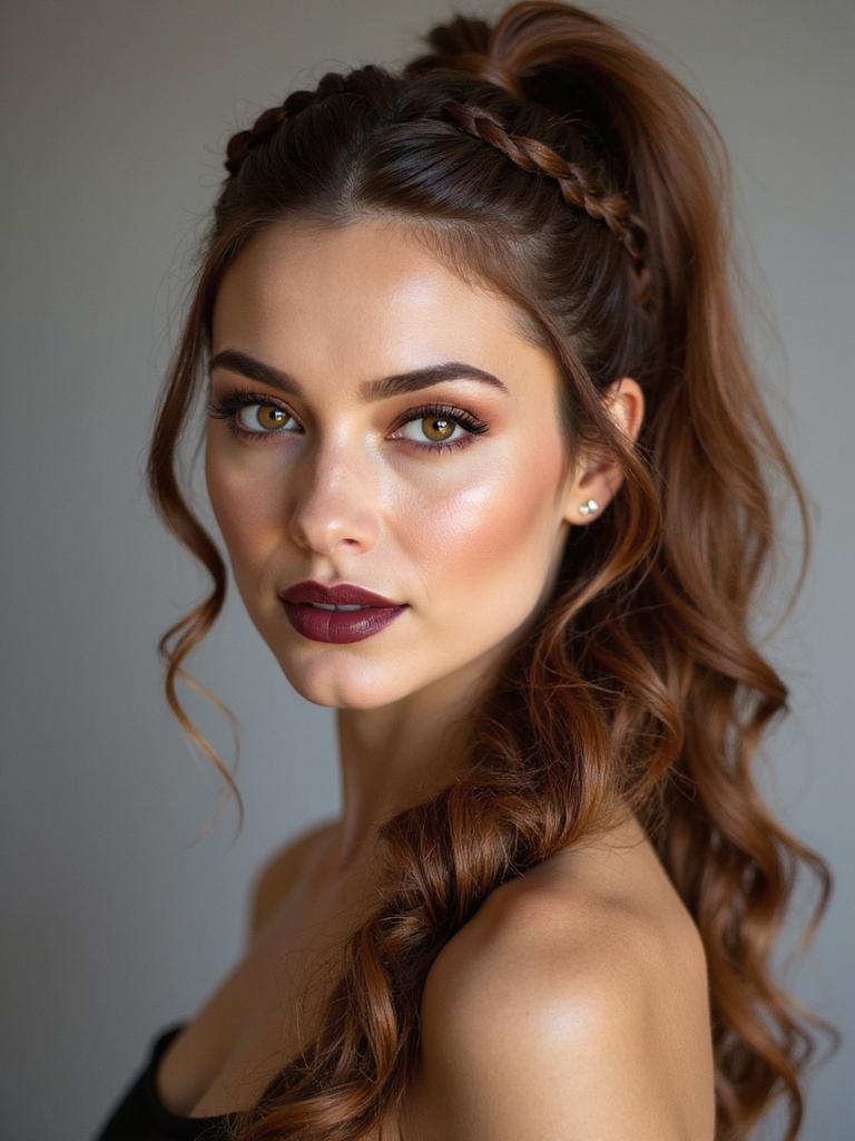 braided halo into ponytail