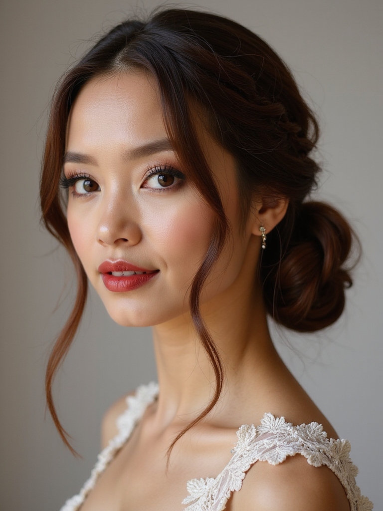 braided low chignon with tendrils
