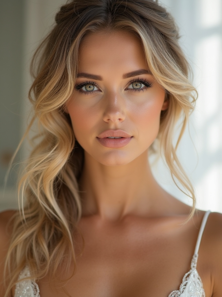 chic effortless waves wedding look
