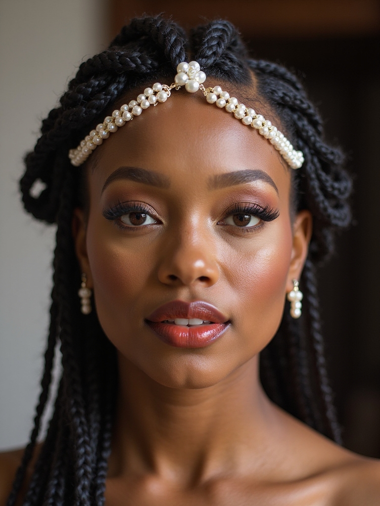 cornrow halo with pearls