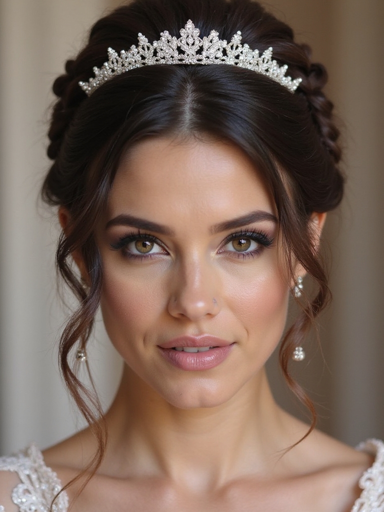 crown braid with whimsical pins