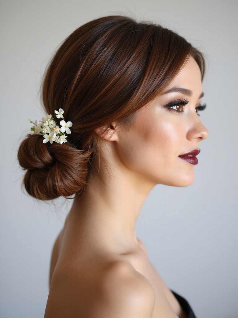 deep twisted low bun