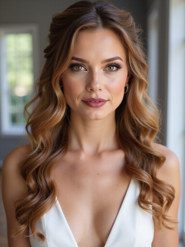 defined romantic half up ringlets