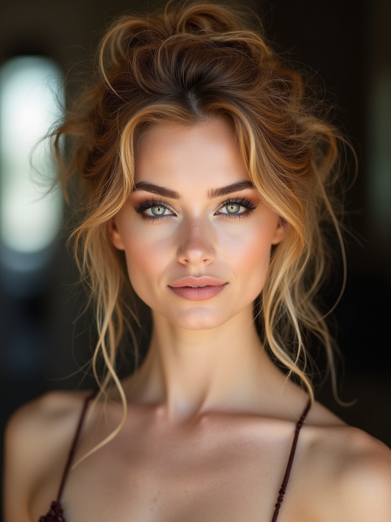 deliberately imperfect textured updo