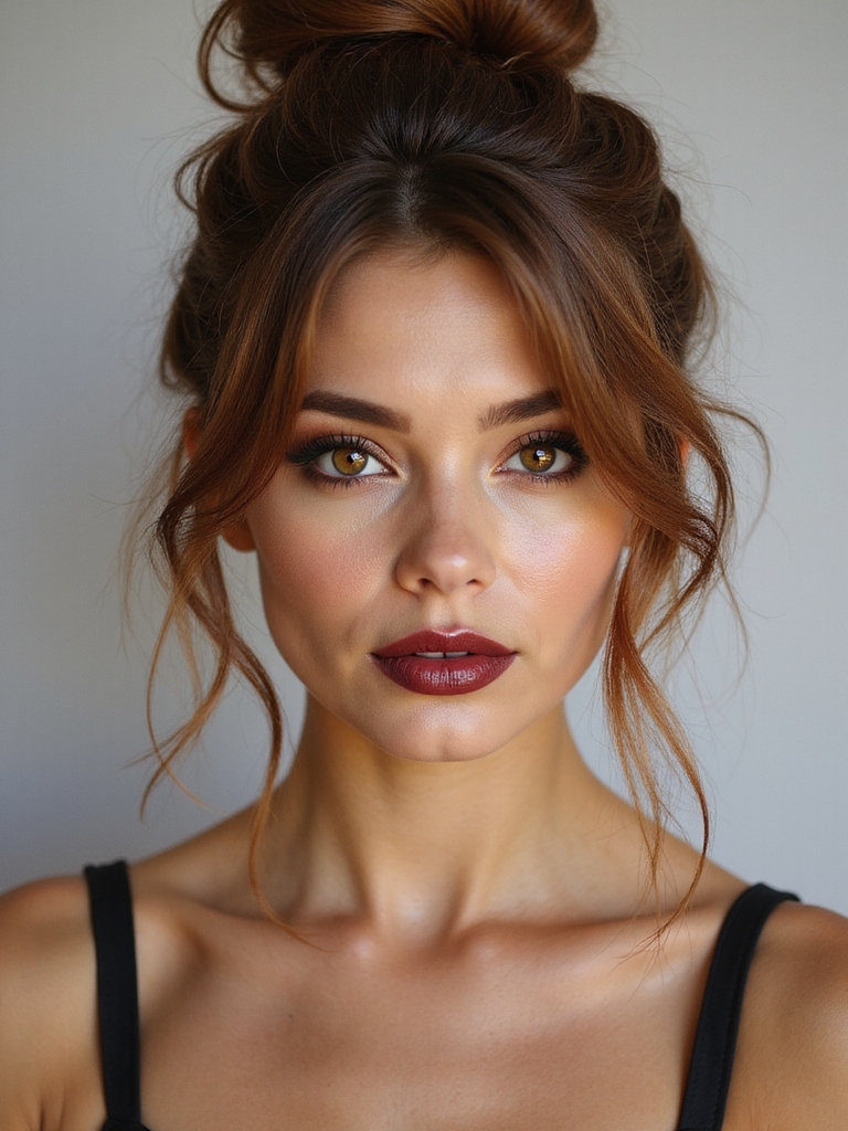 deliberately messy low chignon