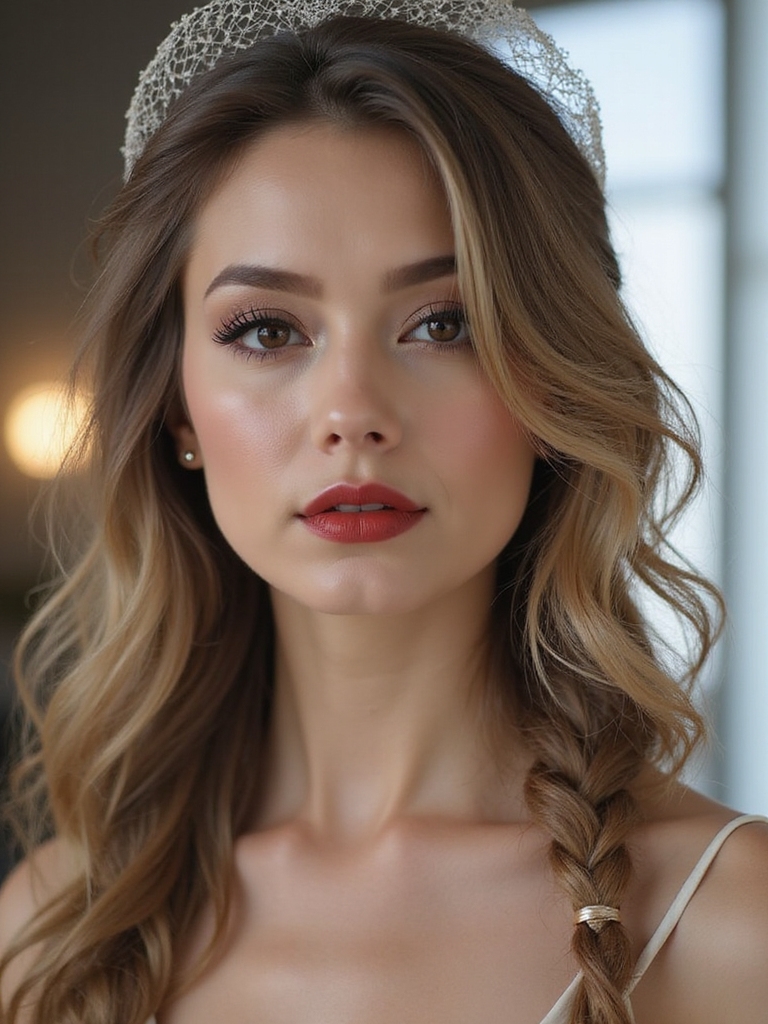 delicate braided veil elegance