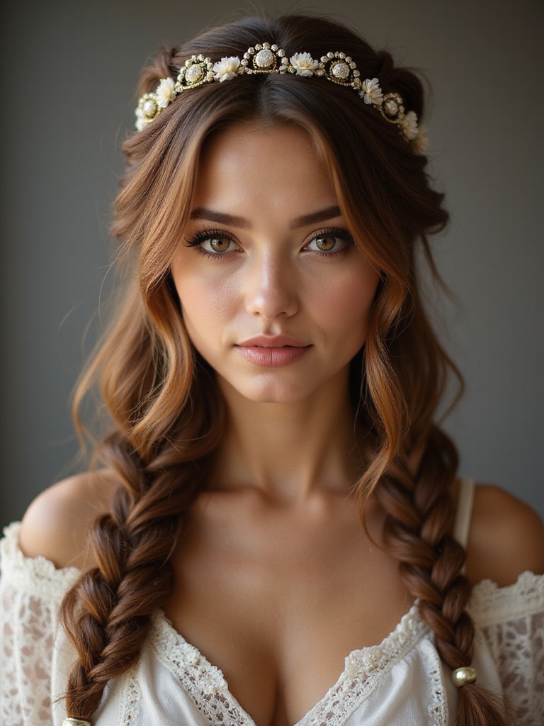 delicate braids with blossoms
