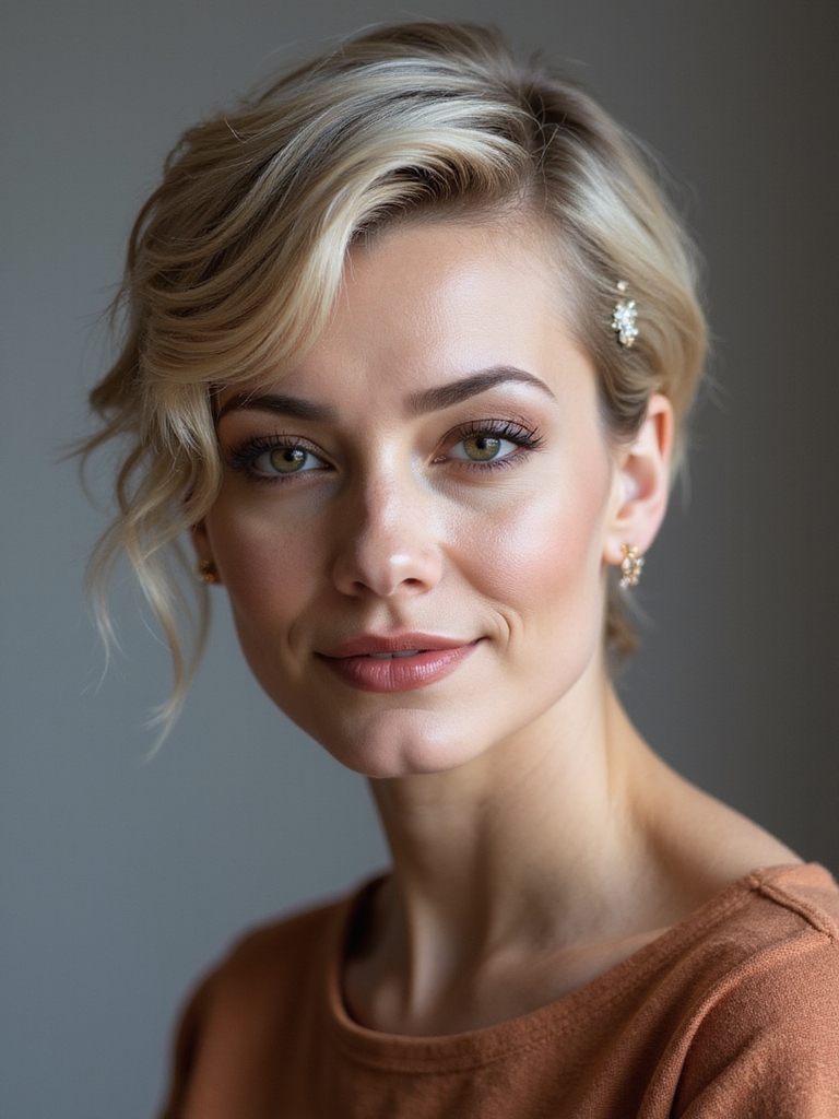 delicate modern bridal pixie