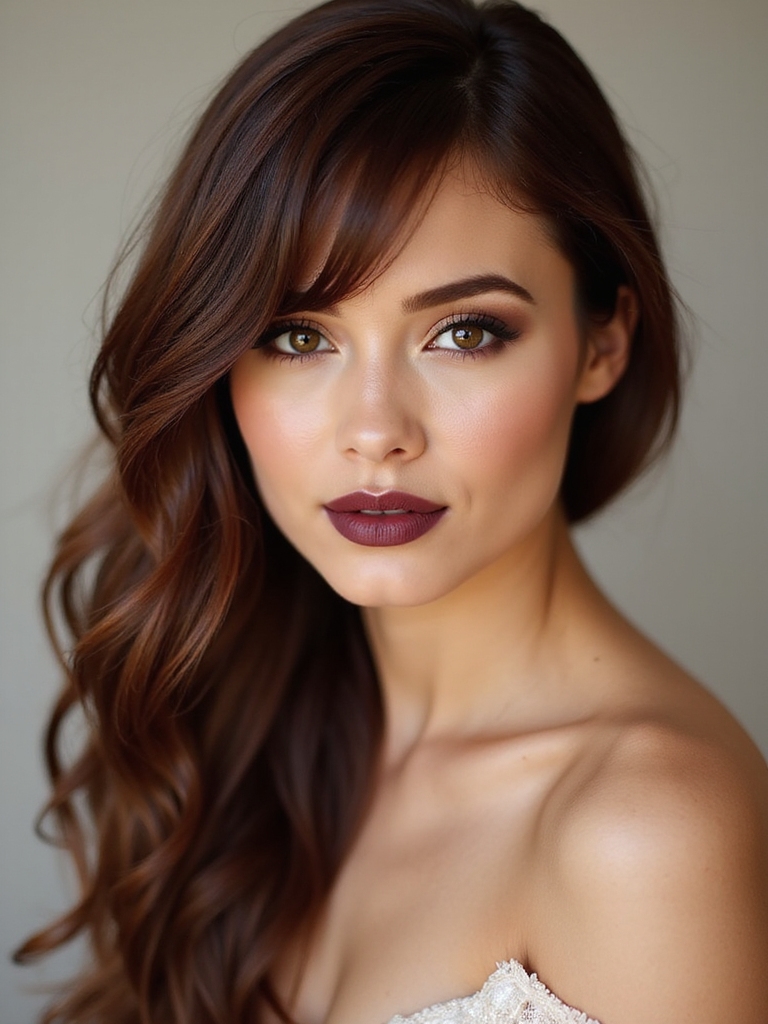effortless loose waves with bangs