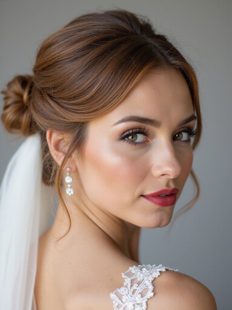 effortless romantic low bun