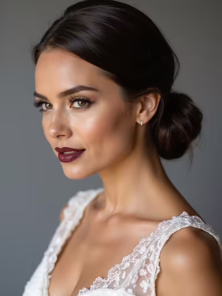 elegant chignon with veil