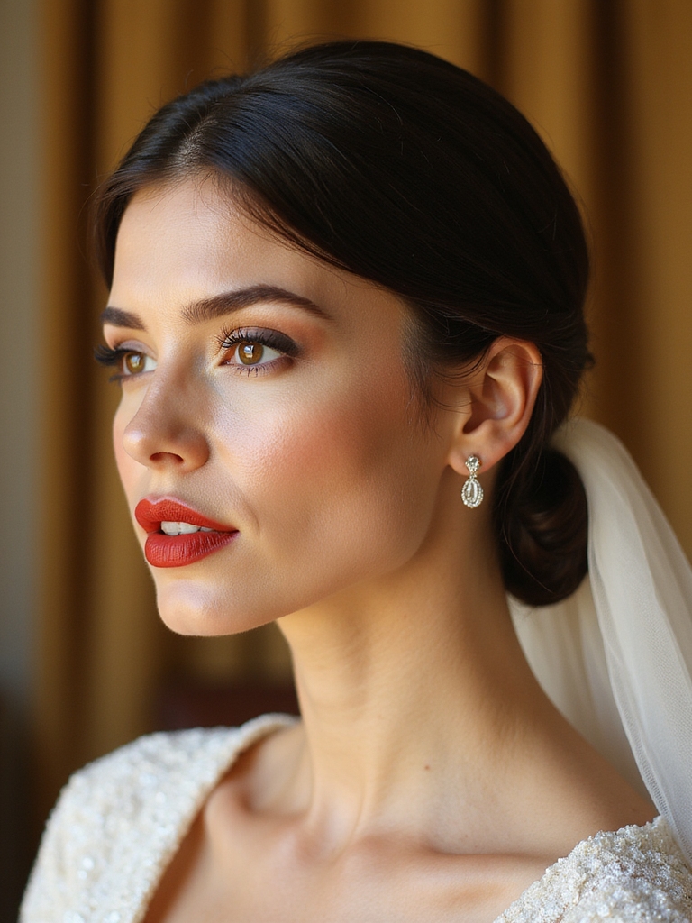 elegant chignon with veil