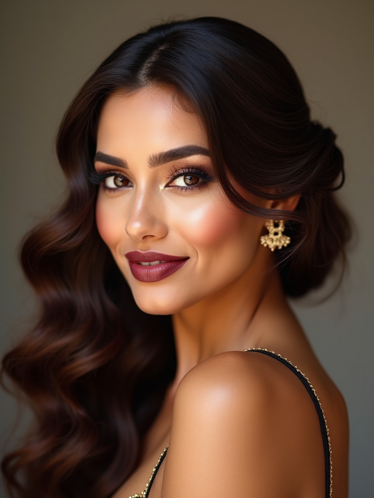 elegant side swept curls