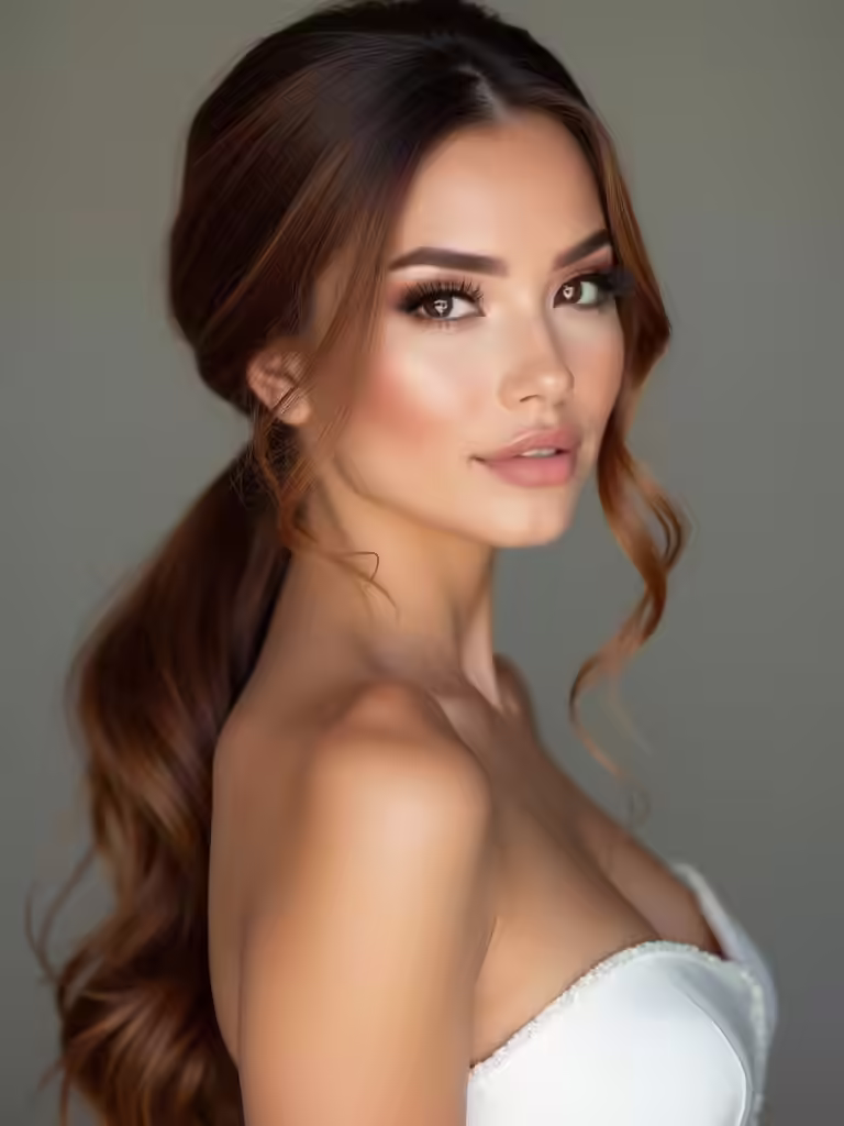 elegant textured bridal ponytail