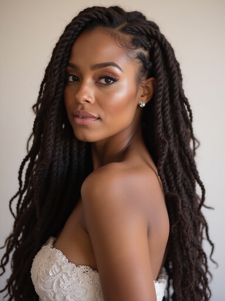 elegant wrapped bridal locs